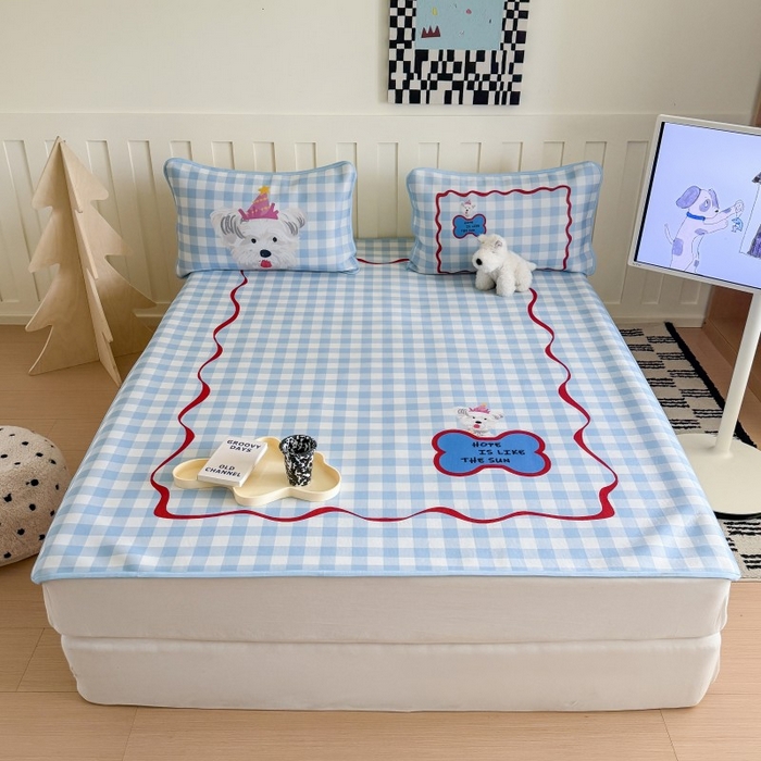 91家纺网 家纺一手货源 找家纺 顾里家纺 2026新款Chic风冰感纤维软席席子凉席 蓝格西高地