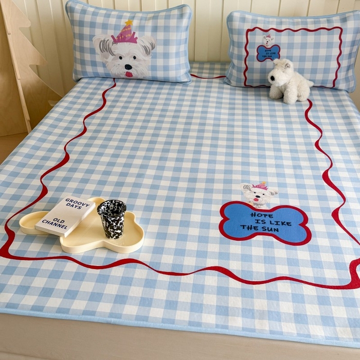 91家纺网 家纺一手货源 找家纺 顾里家纺 2026新款Chic风冰感纤维软席席子凉席 蓝格西高地