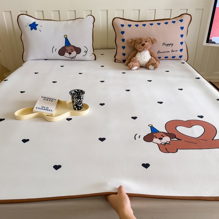 顾里家纺 2026新款Chic风冰感纤维软席席子凉席 爱心腊肠狗