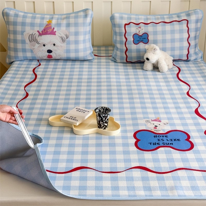 91家纺网 家纺一手货源 找家纺 顾里家纺 2026新款Chic风冰感纤维软席席子凉席 蓝格西高地