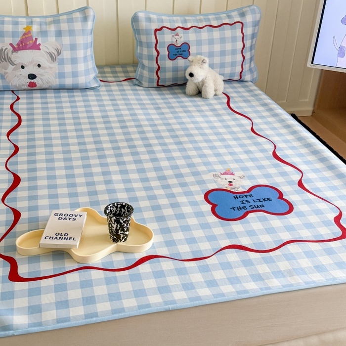 91家纺网 家纺一手货源 找家纺 顾里家纺 2026新款Chic风冰感纤维软席席子凉席 蓝格西高地