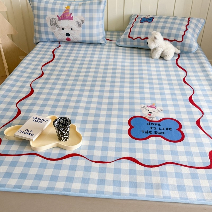 91家纺网 家纺一手货源 找家纺 顾里家纺 2026新款Chic风冰感纤维软席席子凉席 蓝格西高地