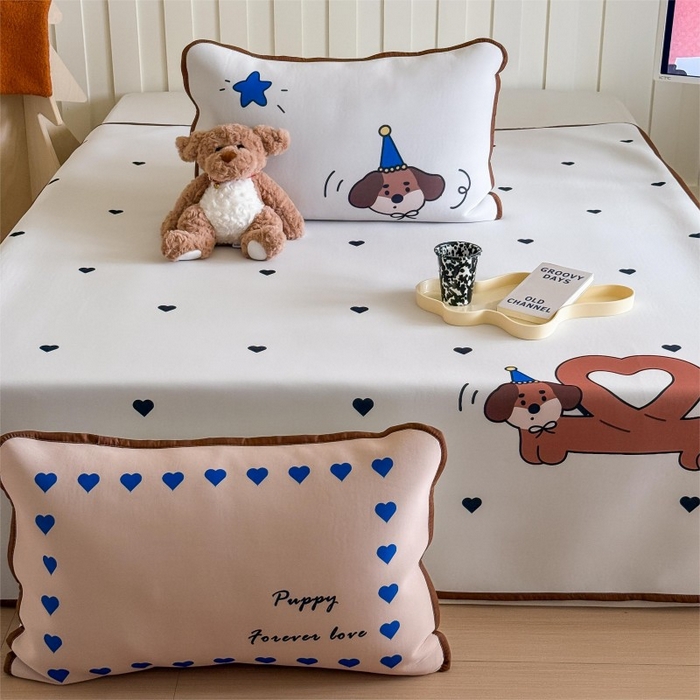 91家纺网 家纺一手货源 找家纺 顾里家纺 2026新款Chic风冰感纤维软席席子凉席 爱心腊肠狗