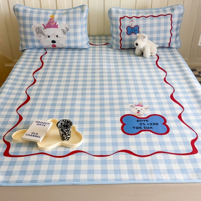 91家纺网 家纺一手货源 找家纺 顾里家纺 2026新款Chic风冰感纤维软席席子凉席 蓝格西高地