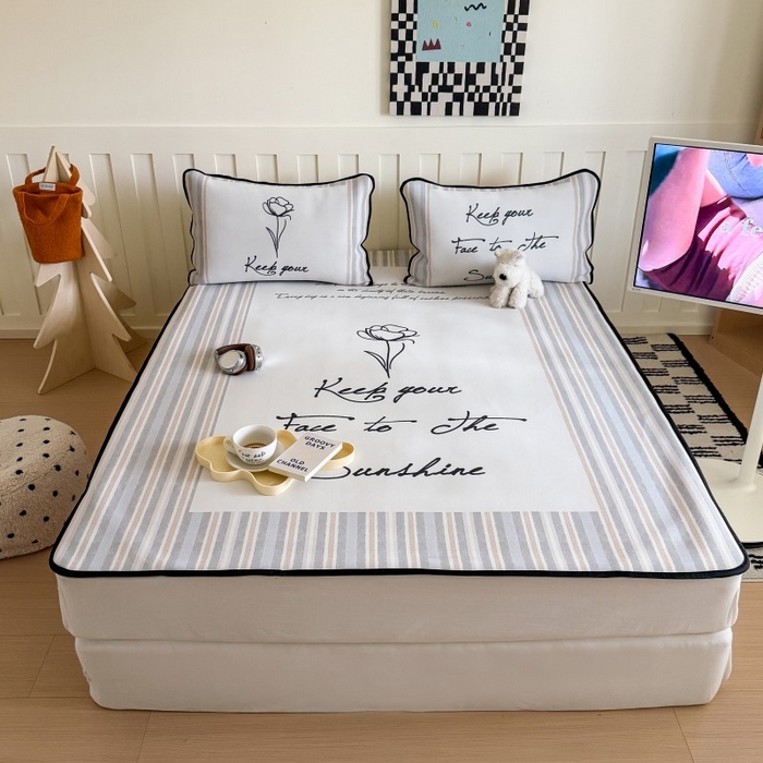 91家纺网 家纺一手货源 找家纺 顾里家纺 2026新款Chic风冰感纤维软席席子凉席 玫瑰情话