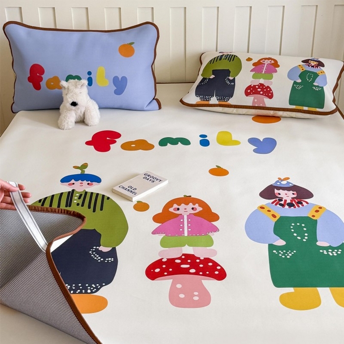 91家纺网 家纺一手货源 找家纺 顾里家纺 2026新款Chic风冰感纤维软席席子凉席 一家人