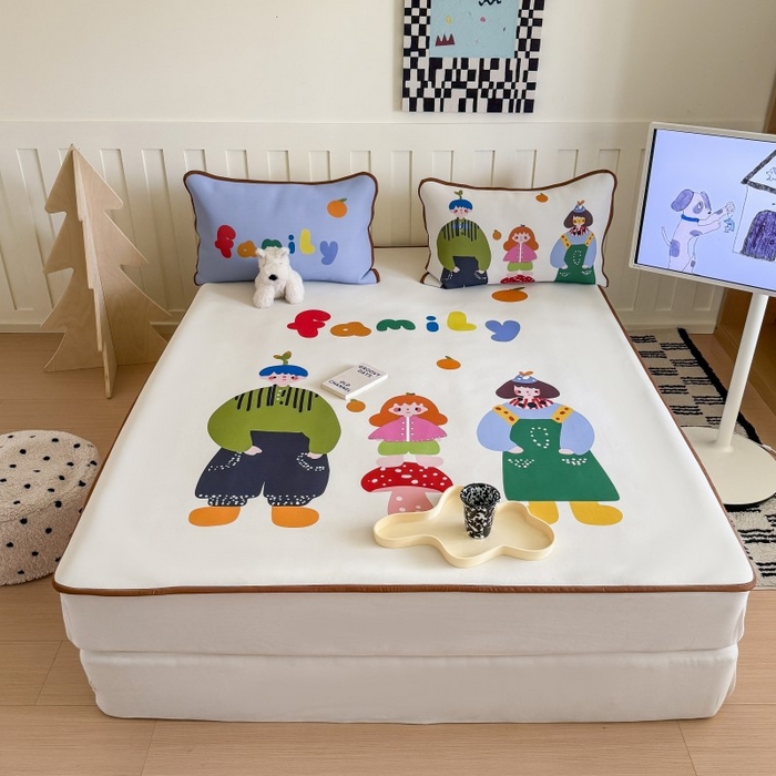 91家纺网 家纺一手货源 找家纺 顾里家纺 2026新款Chic风冰感纤维软席席子凉席 一家人