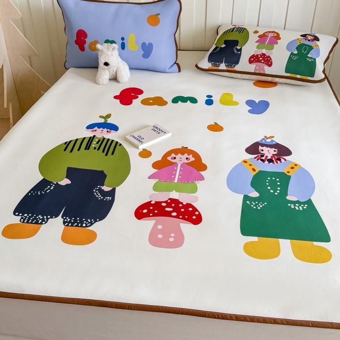 91家纺网 家纺一手货源 找家纺 顾里家纺 2026新款Chic风冰感纤维软席席子凉席 一家人