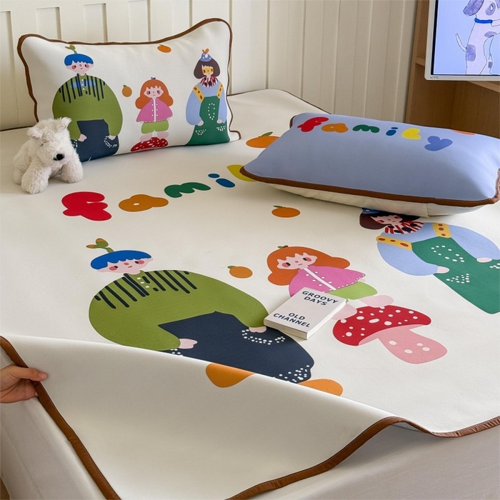 91家纺网 家纺一手货源 找家纺 顾里家纺 2026新款Chic风冰感纤维软席席子凉席 一家人