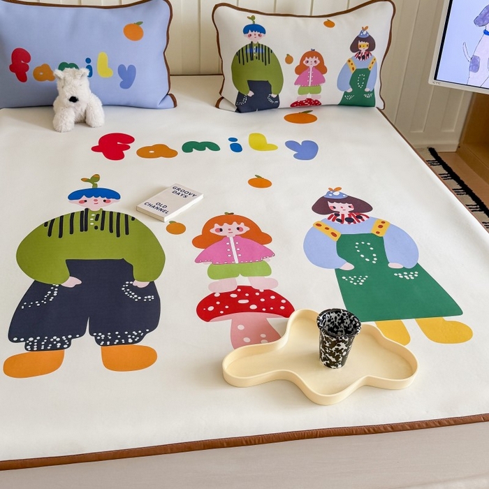 91家纺网 家纺一手货源 找家纺 顾里家纺 2026新款Chic风冰感纤维软席席子凉席 一家人