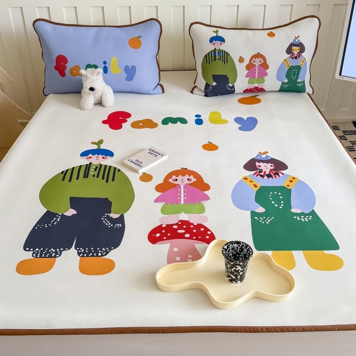 91家纺网 家纺一手货源 找家纺 顾里家纺 2026新款Chic风冰感纤维软席席子凉席 一家人