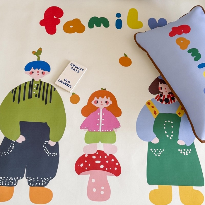 91家纺网 家纺一手货源 找家纺 顾里家纺 2026新款Chic风冰感纤维软席席子凉席 一家人