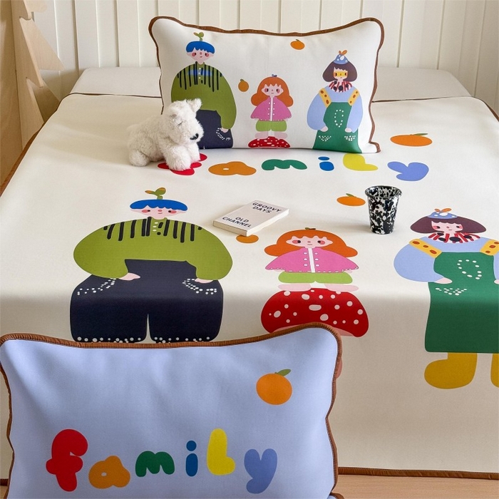 91家纺网 家纺一手货源 找家纺 顾里家纺 2026新款Chic风冰感纤维软席席子凉席 一家人