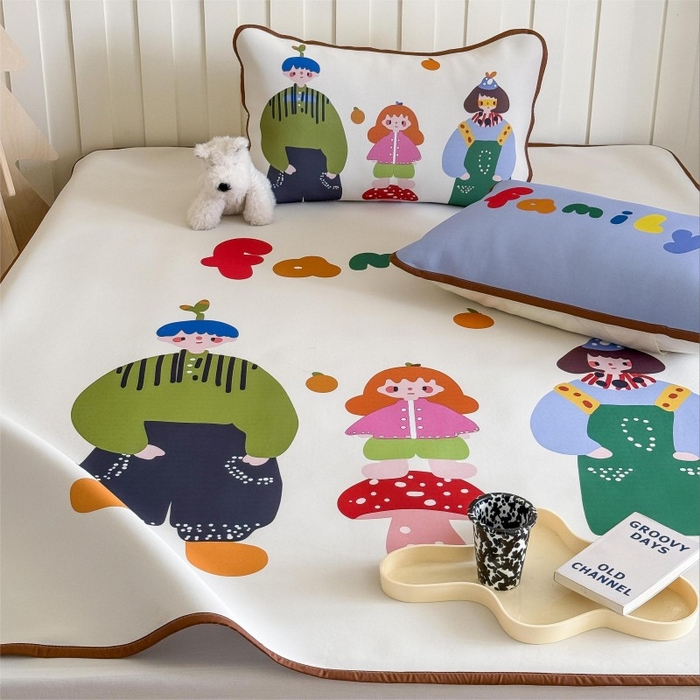 91家纺网 家纺一手货源 找家纺 顾里家纺 2026新款Chic风冰感纤维软席席子凉席 一家人