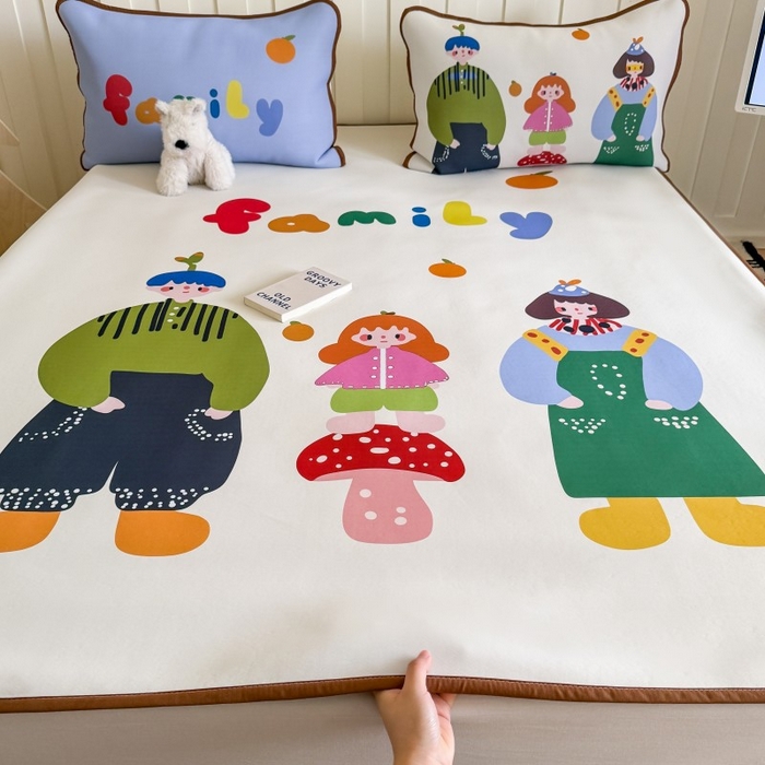 91家纺网 家纺一手货源 找家纺 顾里家纺 2026新款Chic风冰感纤维软席席子凉席 一家人