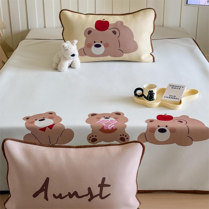 91家纺网 家纺一手货源 找家纺 顾里家纺 2026新款Chic风冰感纤维软席席子凉席 小熊仔