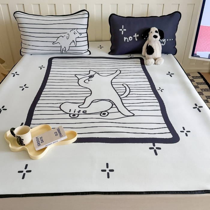 91家纺网 家纺一手货源 找家纺 顾里家纺 2026新款Chic风冰感纤维软席席子凉席 滑板猫