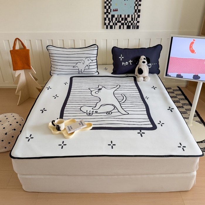 91家纺网 家纺一手货源 找家纺 顾里家纺 2026新款Chic风冰感纤维软席席子凉席 滑板猫