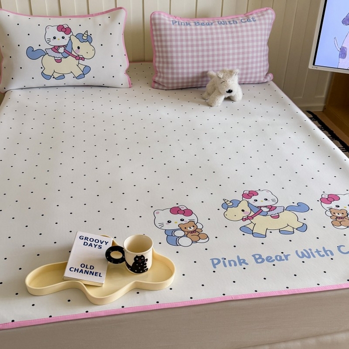 91家纺网 家纺一手货源 找家纺 顾里家纺 2026新款Chic风冰感纤维软席席子凉席 木马小猫