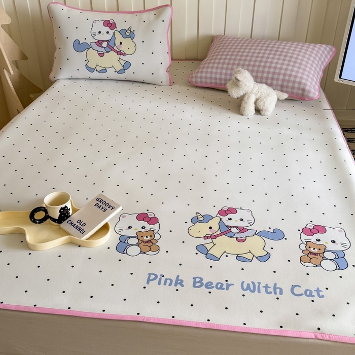 91家纺网 家纺一手货源 找家纺 顾里家纺 2026新款Chic风冰感纤维软席席子凉席 木马小猫