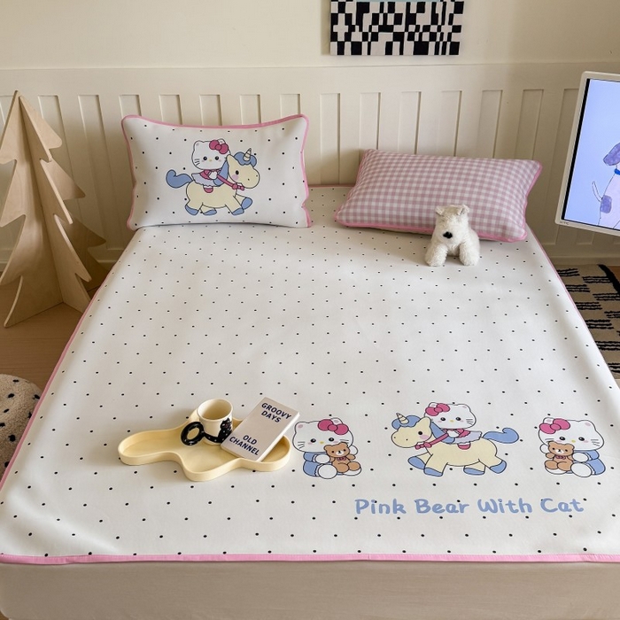 91家纺网 家纺一手货源 找家纺 顾里家纺 2026新款Chic风冰感纤维软席席子凉席 木马小猫