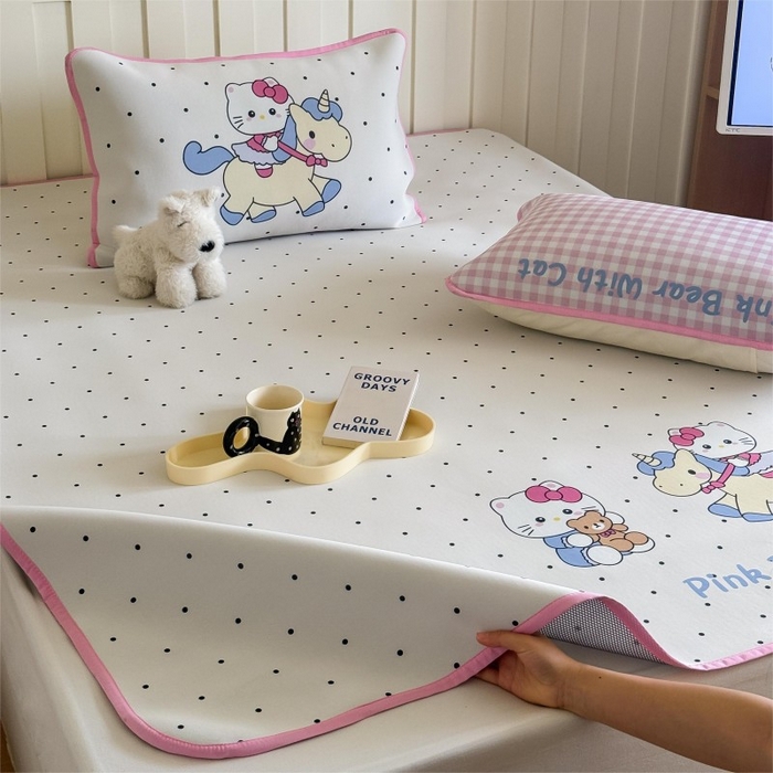 91家纺网 家纺一手货源 找家纺 顾里家纺 2026新款Chic风冰感纤维软席席子凉席 木马小猫