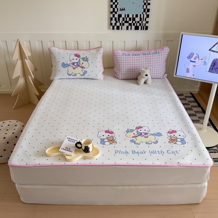 91家纺网 家纺一手货源 找家纺 顾里家纺 2026新款Chic风冰感纤维软席席子凉席 木马小猫