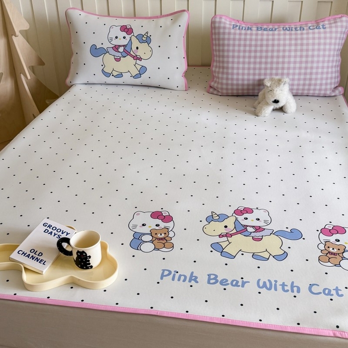 91家纺网 家纺一手货源 找家纺 顾里家纺 2026新款Chic风冰感纤维软席席子凉席 木马小猫