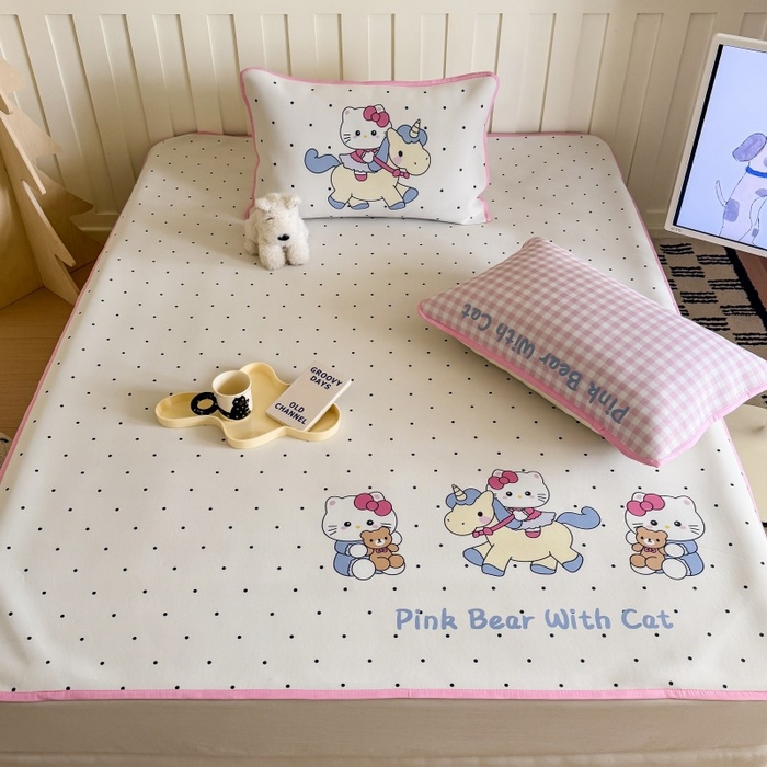 91家纺网 家纺一手货源 找家纺 顾里家纺 2026新款Chic风冰感纤维软席席子凉席 木马小猫