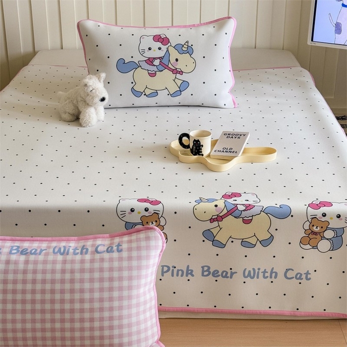 91家纺网 家纺一手货源 找家纺 顾里家纺 2026新款Chic风冰感纤维软席席子凉席 木马小猫