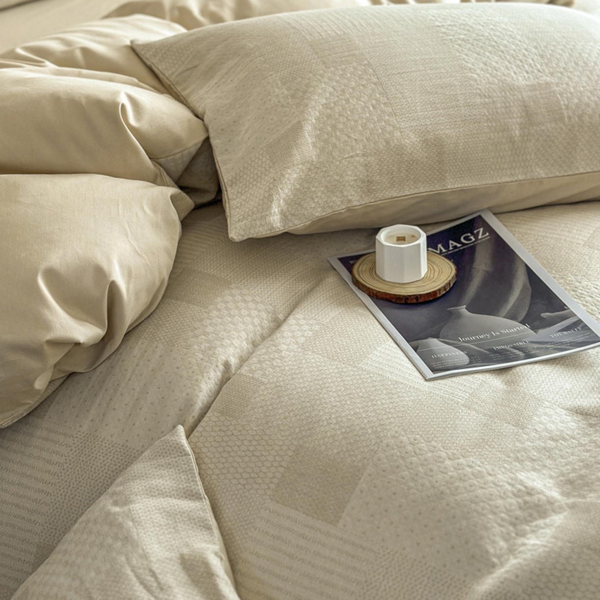 91家纺网 家纺一手货源 找家纺 （总）田野 2026新款全棉水洗提花三层纱四件套