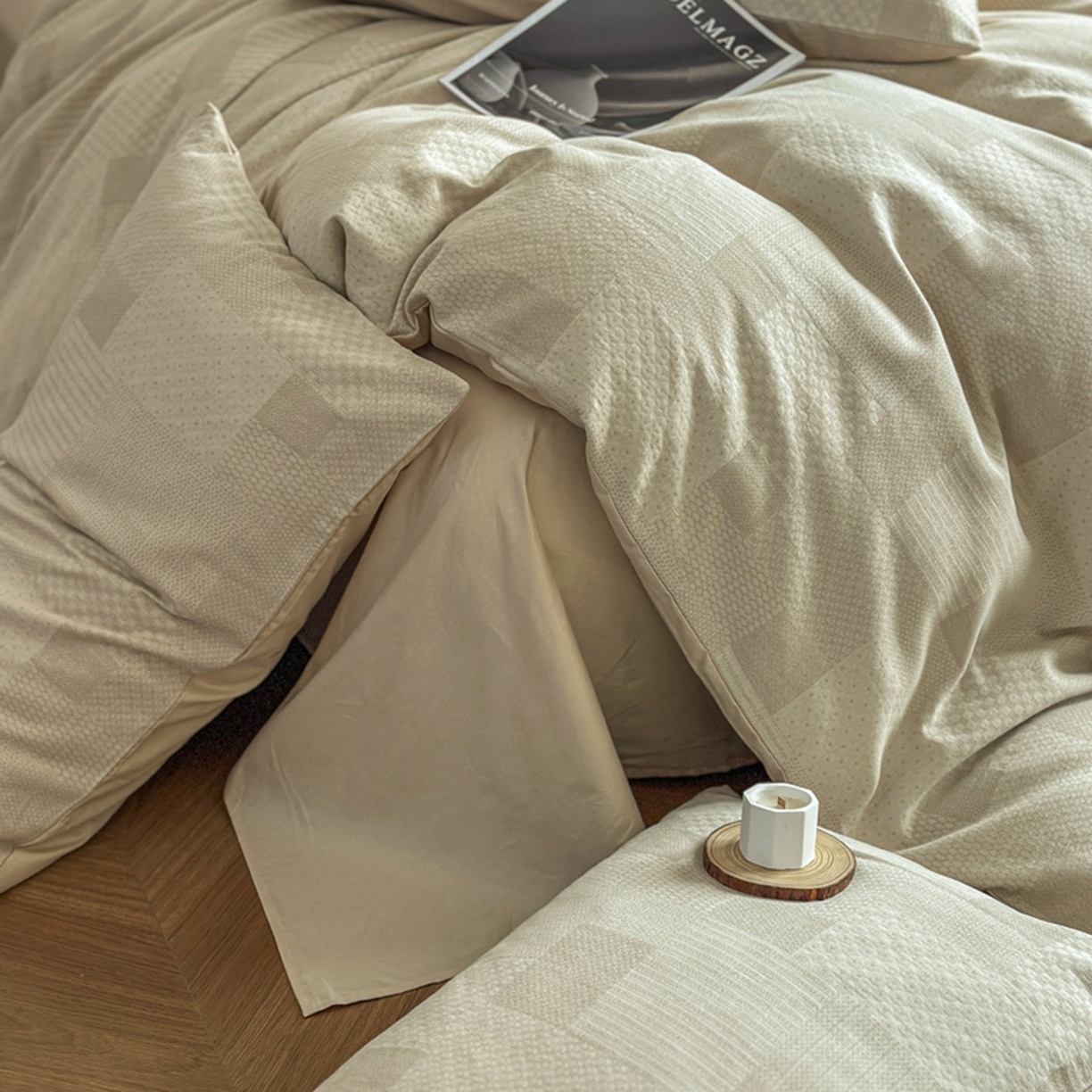 91家纺网 家纺一手货源 找家纺 （总）田野 2026新款全棉水洗提花三层纱四件套