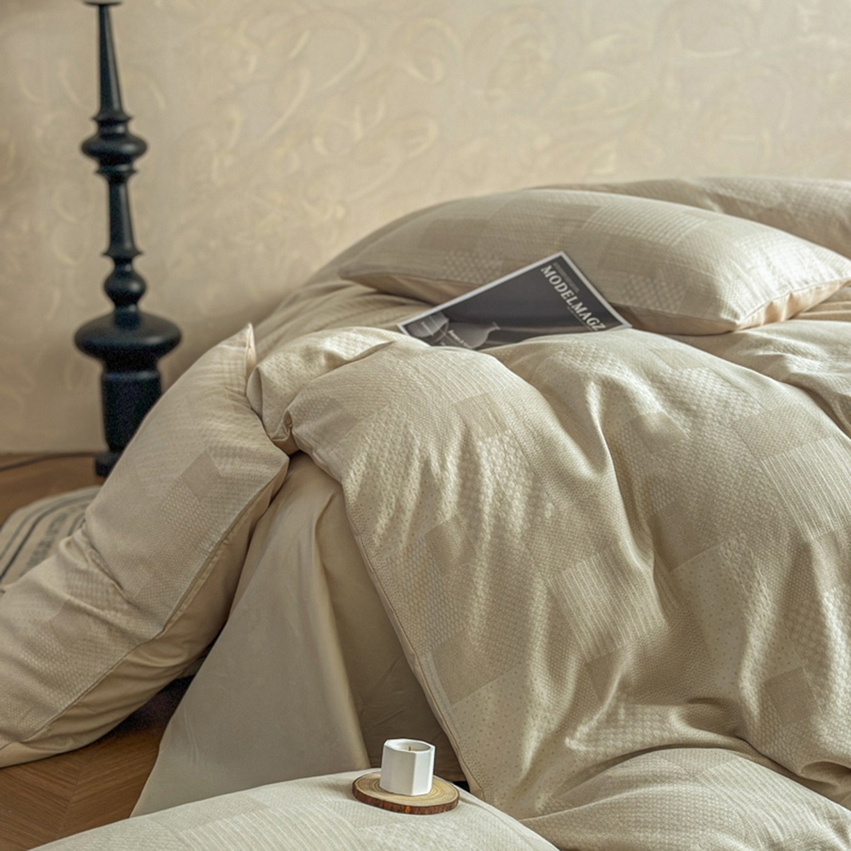 91家纺网 家纺一手货源 找家纺 （总）田野 2026新款全棉水洗提花三层纱四件套