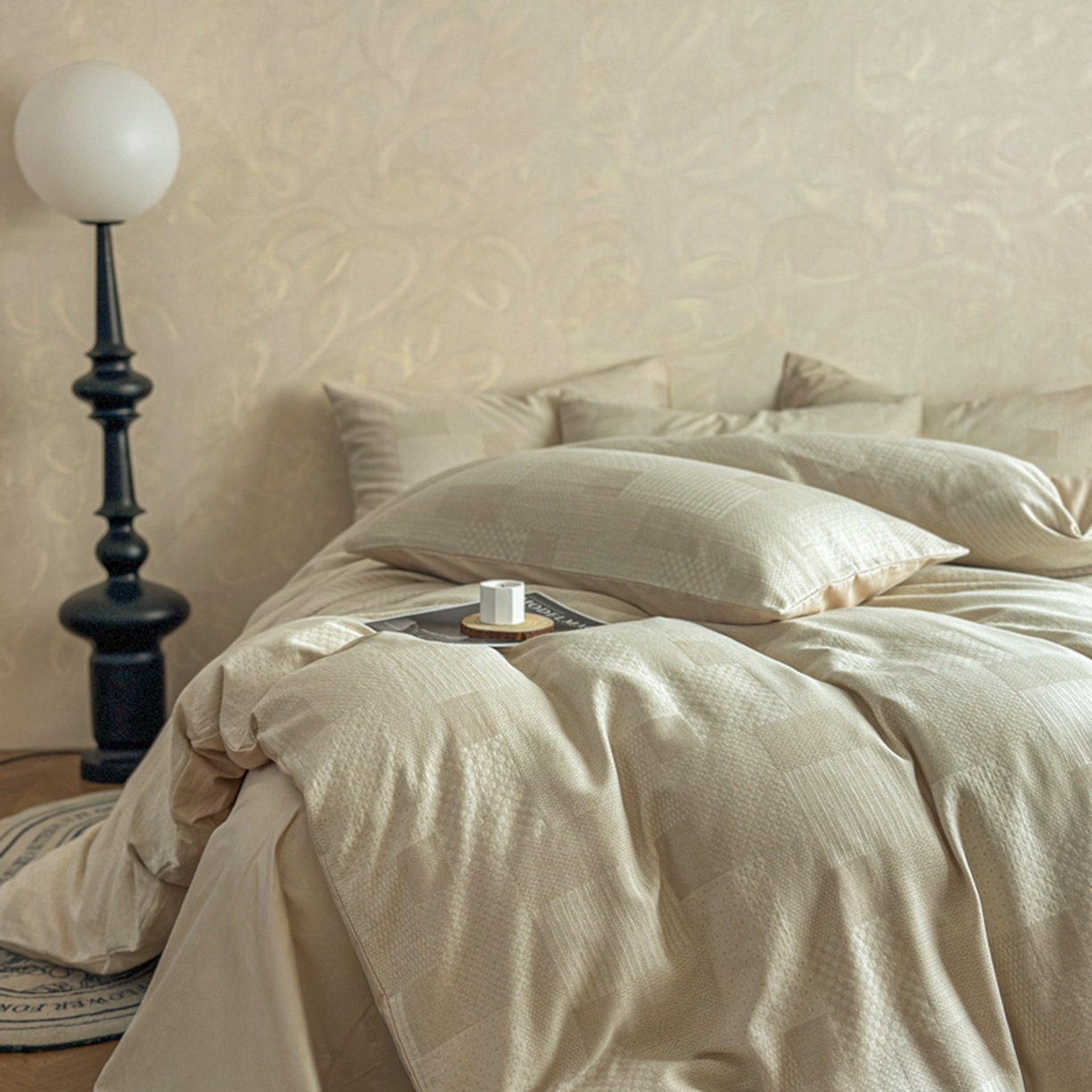 91家纺网 家纺一手货源 找家纺 （总）田野 2026新款全棉水洗提花三层纱四件套