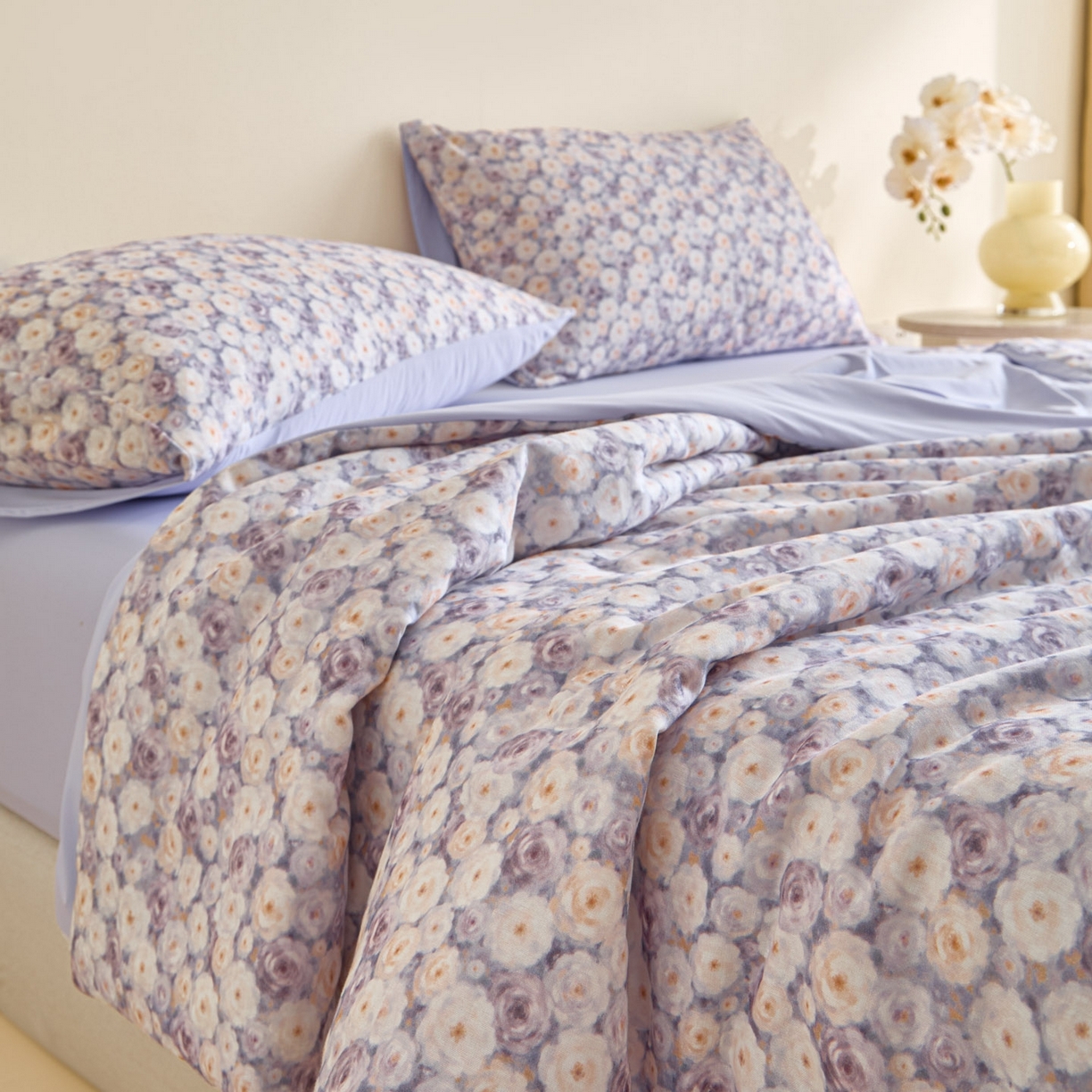 91家纺网 家纺一手货源 找家纺 宜代光年 2026春夏新款全棉双层纱凉感夏被夏凉被空调被 紫雾蔷薇