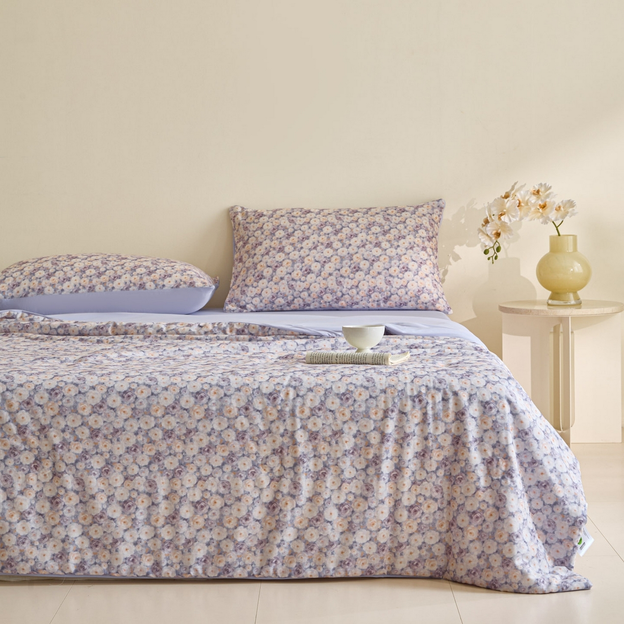 91家纺网 家纺一手货源 找家纺 宜代光年 2026春夏新款全棉双层纱凉感夏被夏凉被空调被 紫雾蔷薇