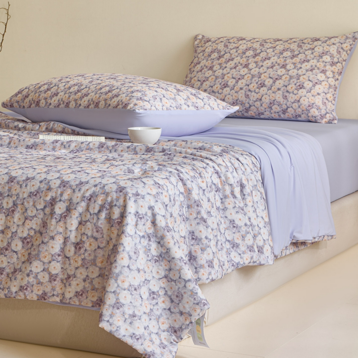 91家纺网 家纺一手货源 找家纺 宜代光年 2026春夏新款全棉双层纱凉感夏被夏凉被空调被 紫雾蔷薇