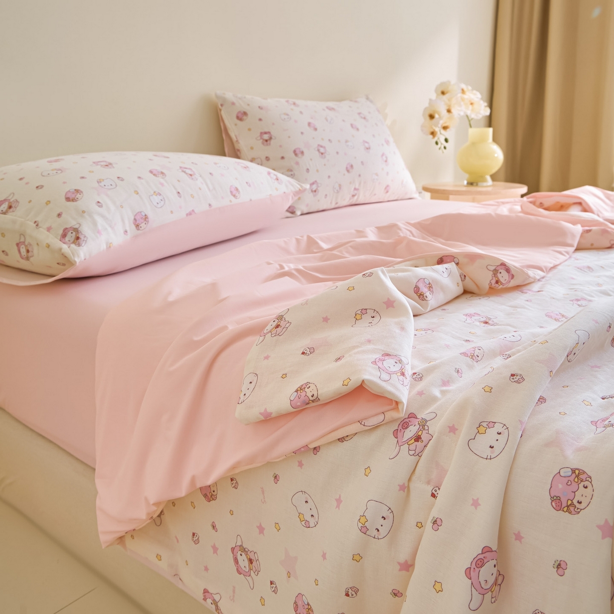 91家纺网 家纺一手货源 找家纺 宜代光年 2026春夏新款全棉双层纱凉感夏被夏凉被空调被 甜梦凯蒂