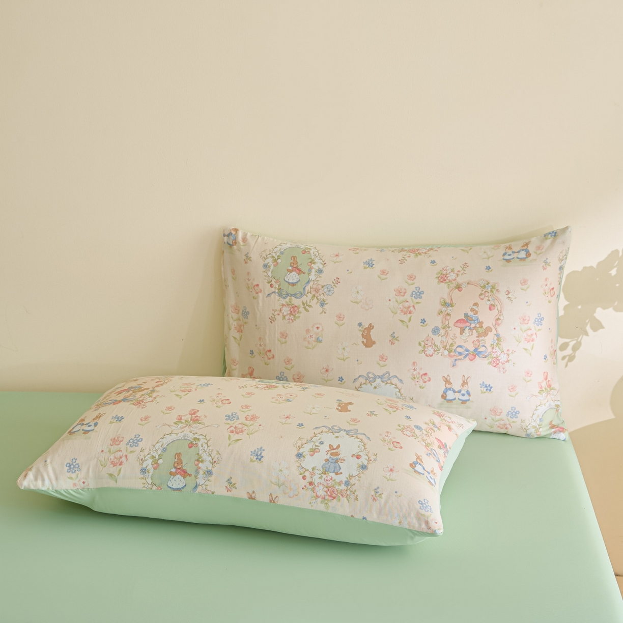 91家纺网 家纺一手货源 找家纺 宜代光年 2026春夏新款全棉双层纱凉感夏被夏凉被空调被 花园小兔