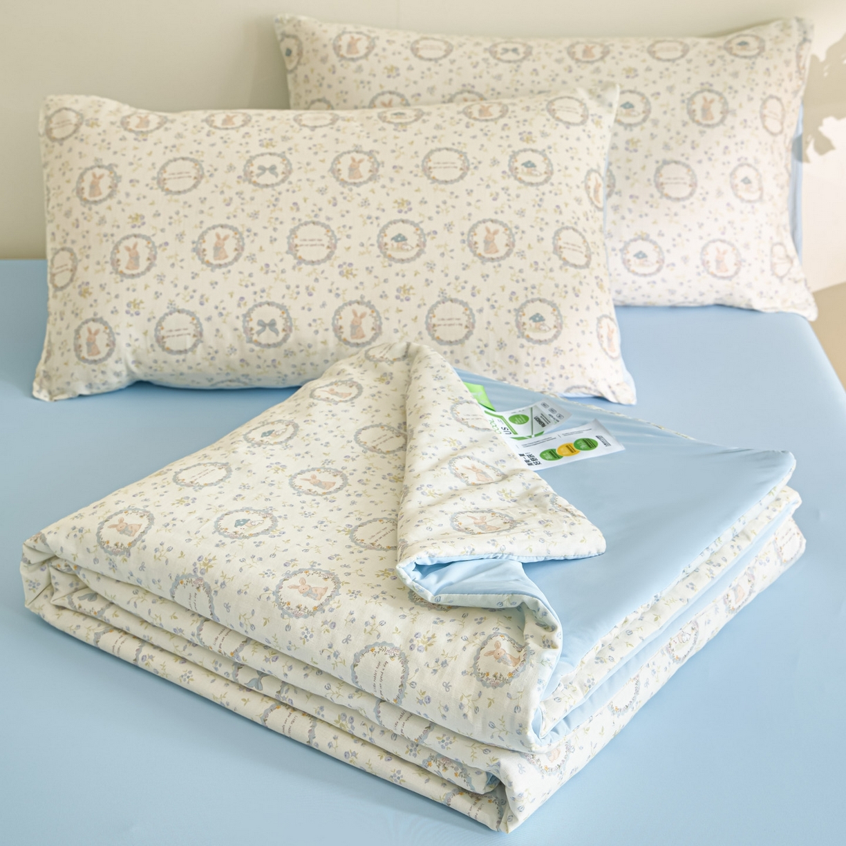 宜代光年 2026春夏新款全棉双层纱凉感夏被夏凉被空调被 晴空小兔