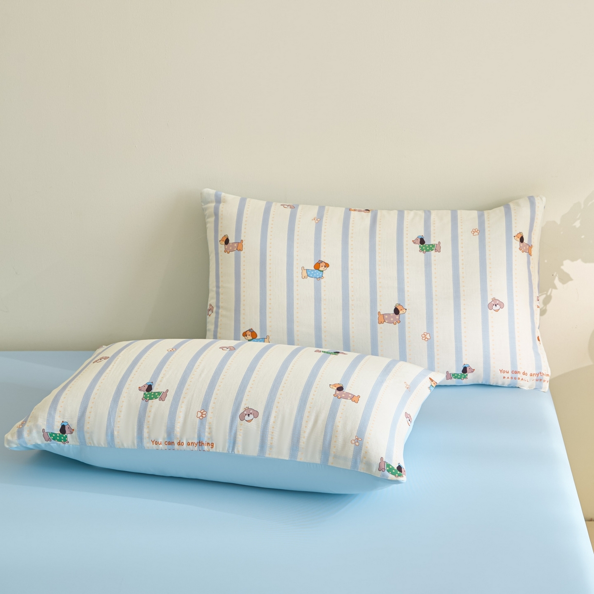 91家纺网 家纺一手货源 找家纺 宜代光年 2026春夏新款全棉双层纱凉感夏被夏凉被空调被 条纹小狗