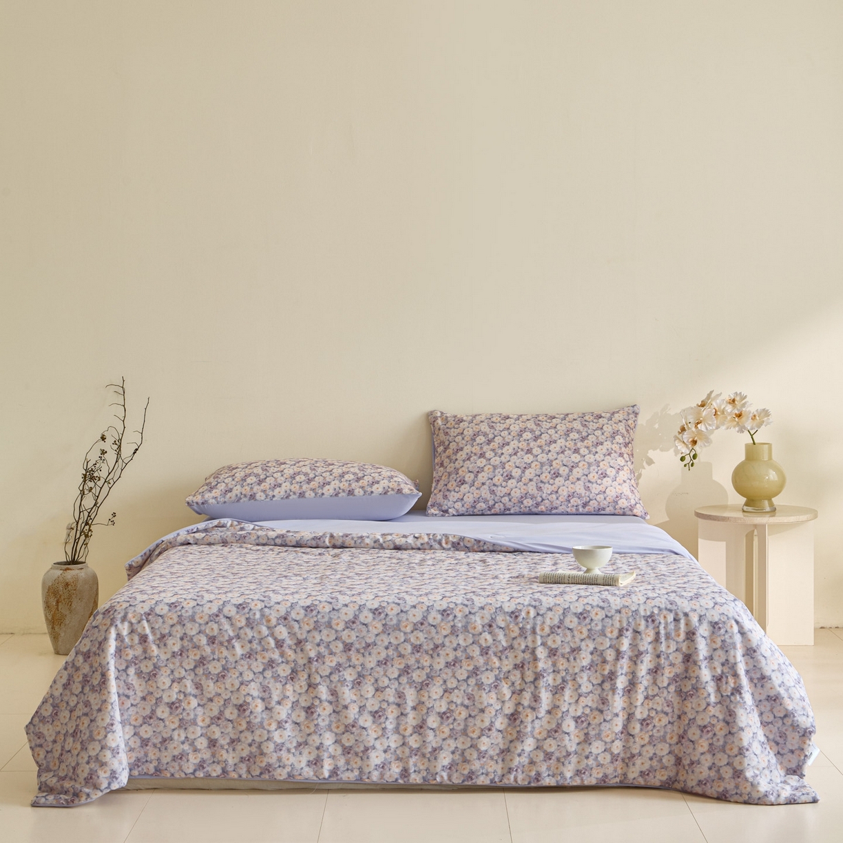 91家纺网 家纺一手货源 找家纺 宜代光年 2026春夏新款全棉双层纱凉感夏被夏凉被空调被 紫雾蔷薇