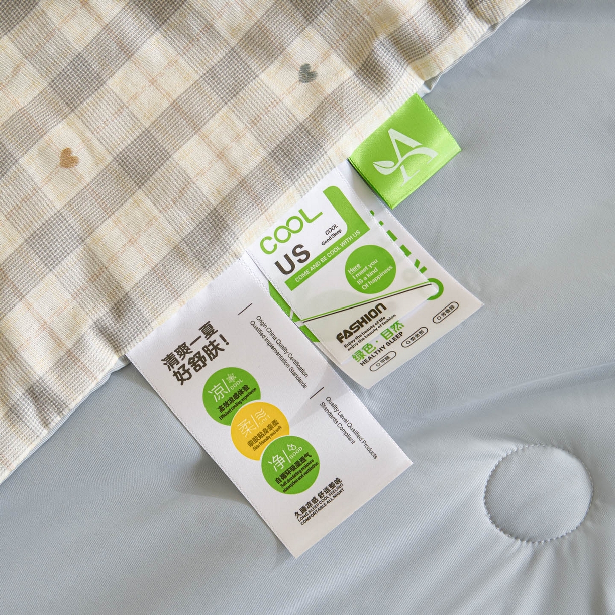 91家纺网 家纺一手货源 找家纺 宜代光年 2026春夏新款全棉双层纱凉感夏被夏凉被空调被 奶杏格调