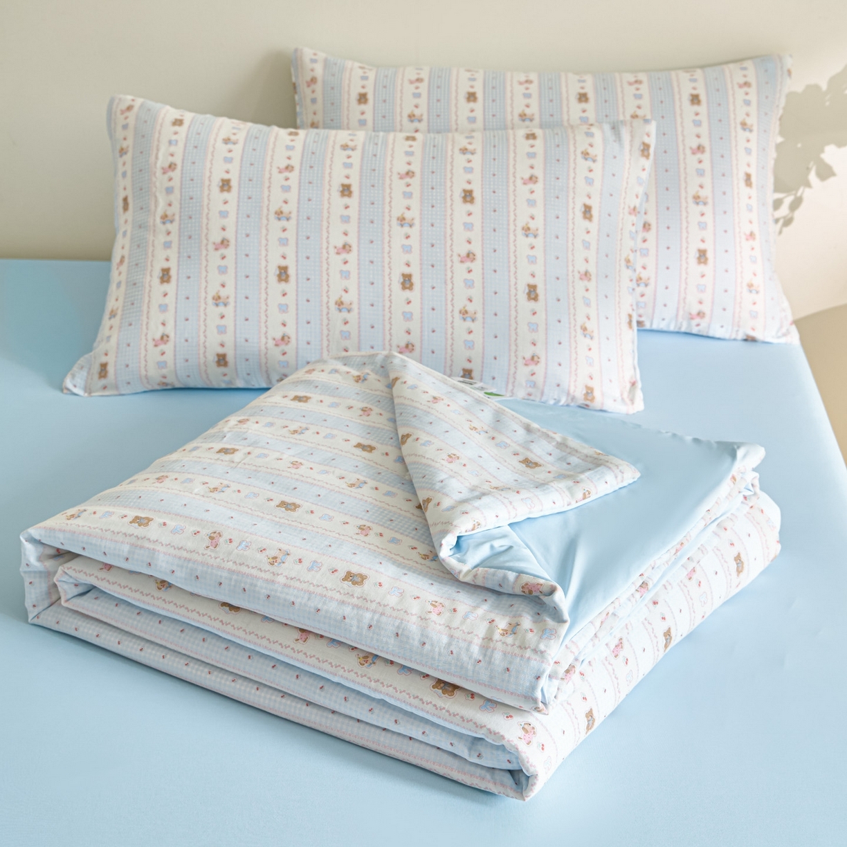 宜代光年 2026春夏新款全棉双层纱凉感夏被夏凉被空调被 海盐小熊