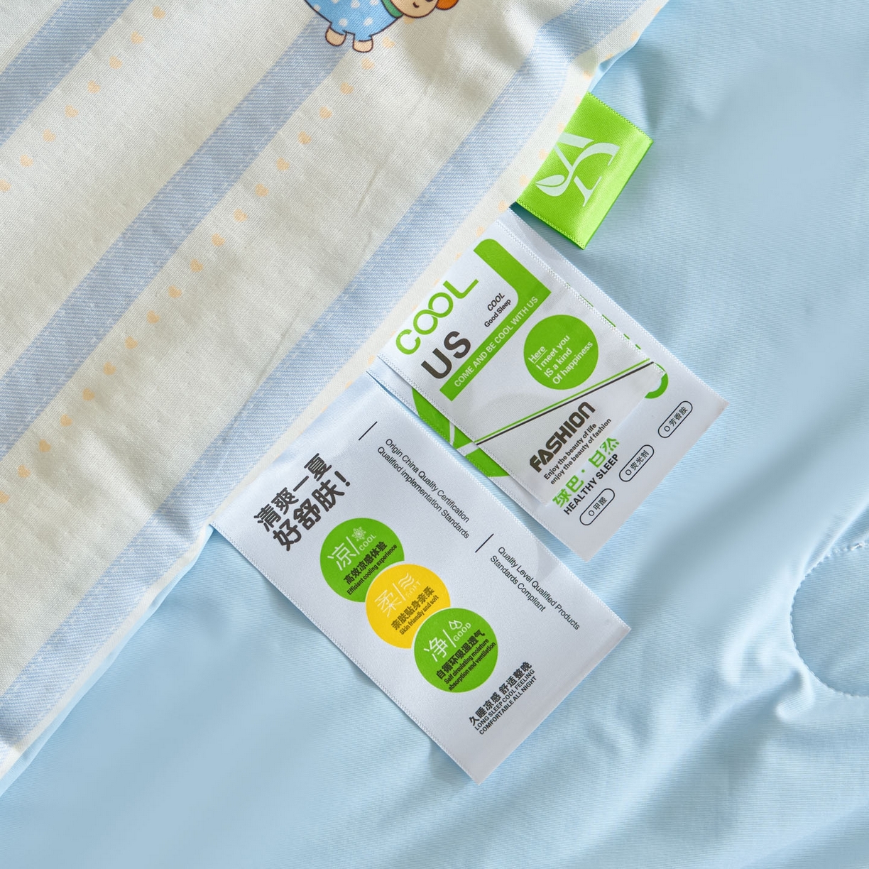 91家纺网 家纺一手货源 找家纺 宜代光年 2026春夏新款全棉双层纱凉感夏被夏凉被空调被 条纹小狗