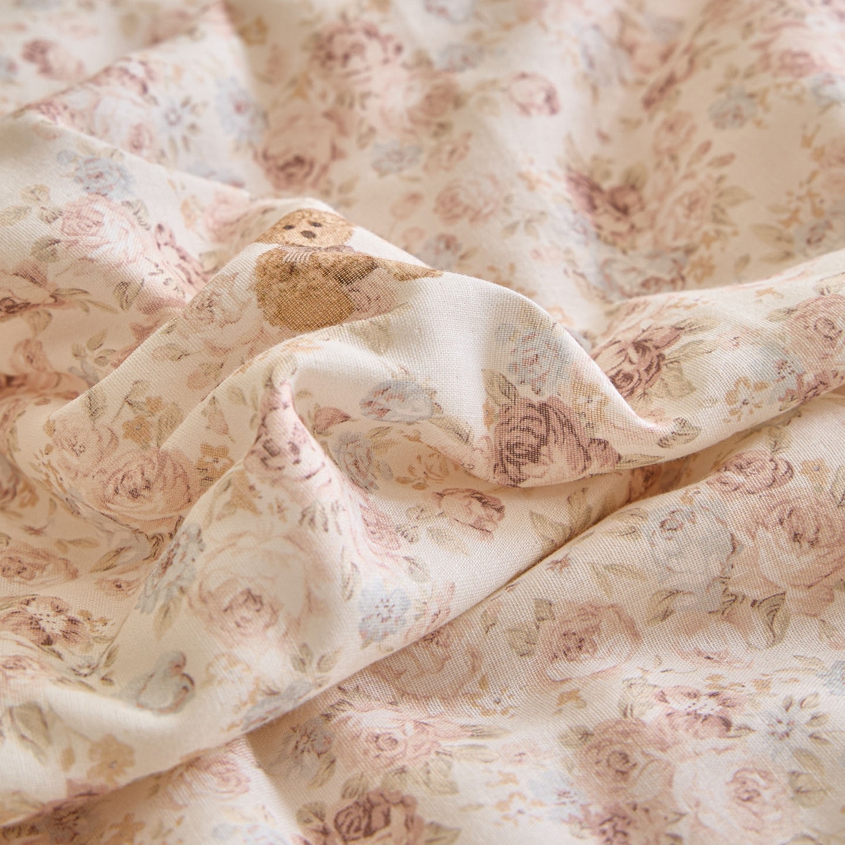 91家纺网 家纺一手货源 找家纺 宜代光年 2026春夏新款全棉双层纱凉感夏被夏凉被空调被 森系小熊-粉