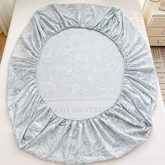 91家纺网 家纺一手货源 找家纺 北部居 2026新款针织提花凉席床笠三件套-素叶漫影 素叶漫影-蓝