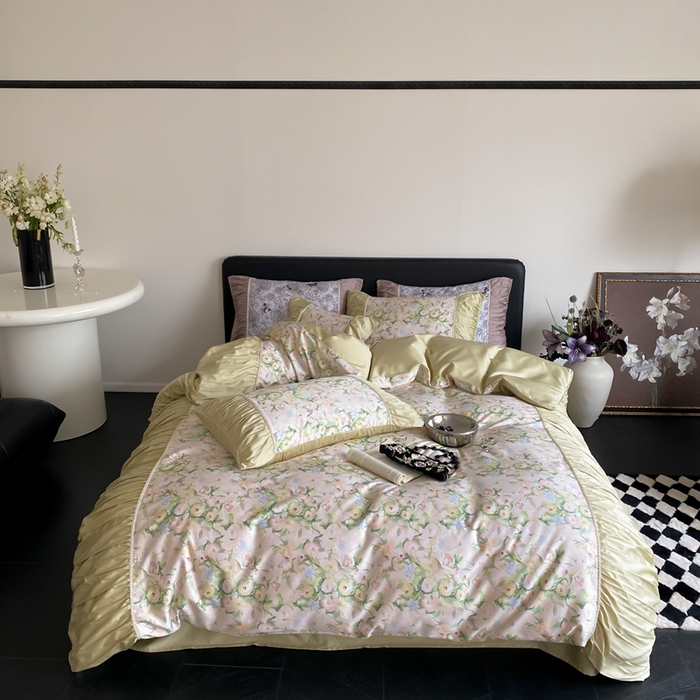 优然居家纺 2024新款60s天丝数码印花四件套-轻舞飞扬花海