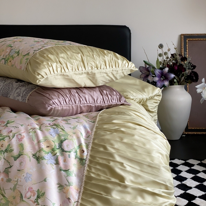 91家纺网 家纺一手货源 找家纺 优然居家纺 2024新款60s天丝数码印花四件套-轻舞飞扬花海