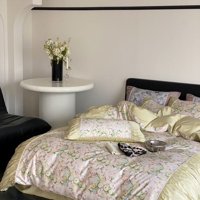 91家纺网 家纺一手货源 找家纺 优然居家纺 2024新款60s天丝数码印花四件套-轻舞飞扬花海